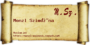 Menzl Szimóna névjegykártya
